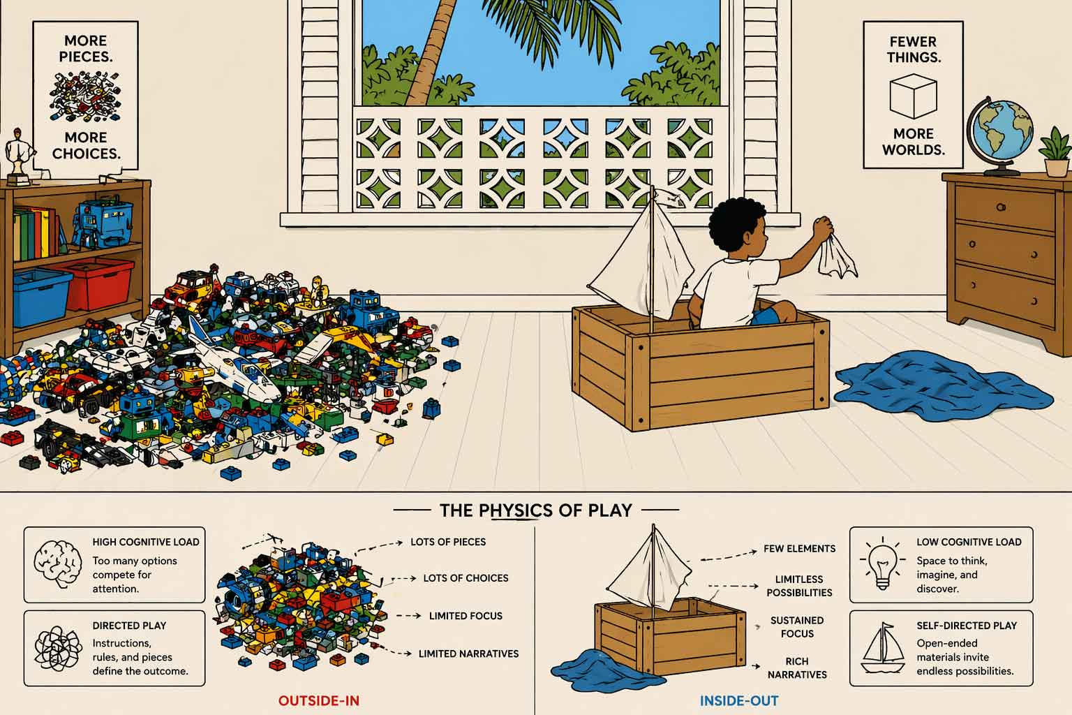 Complex toys vs simple play contrasts